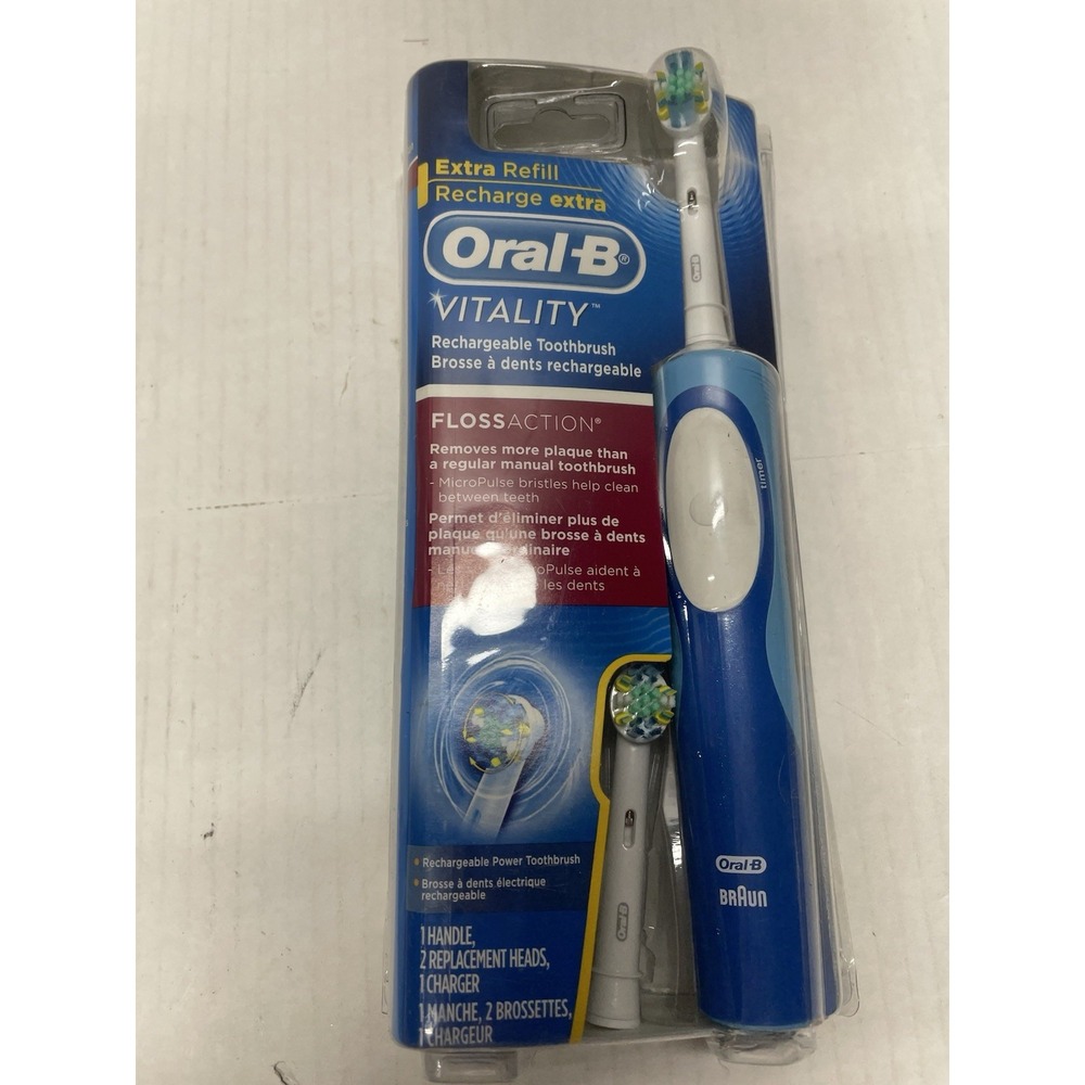 Oral B Vitality Floss Action Rechargeable Power Toothbrush 2 Brush Heads *New*